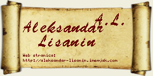 Aleksandar Lišanin vizit kartica